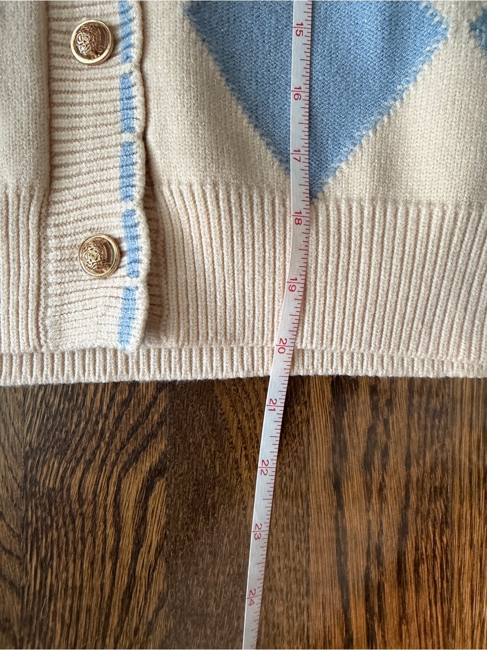 GREYLIN cardigan sweater with cherries and blue argyle pattern! So cute- Size M - Picture 6 of 6